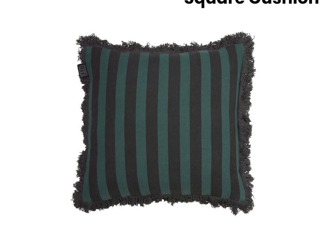 KAAT Amsterdam Viggo Green Stripe Square Filled Cushion 45cm x 45cm