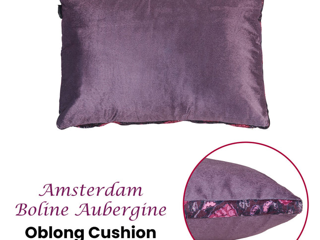 KAAT Amsterdam Boline Aubergine Velvet Oblong Filled Cushion 40cm x 60cm