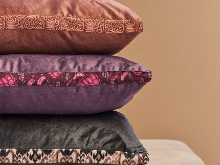 KAAT Amsterdam Boline Aubergine Velvet Oblong Filled Cushion 40cm x 60cm
