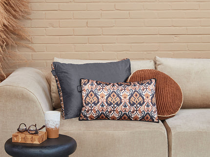 KAAT Amsterdam Julan Anthracite Velvet Oblong Filled Cushion 40cm x 60cm
