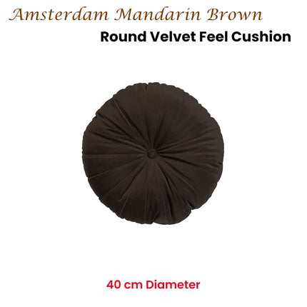 KAAT Amsterdam Mandarin Brown Round Filled Cushion 40cm Diameter