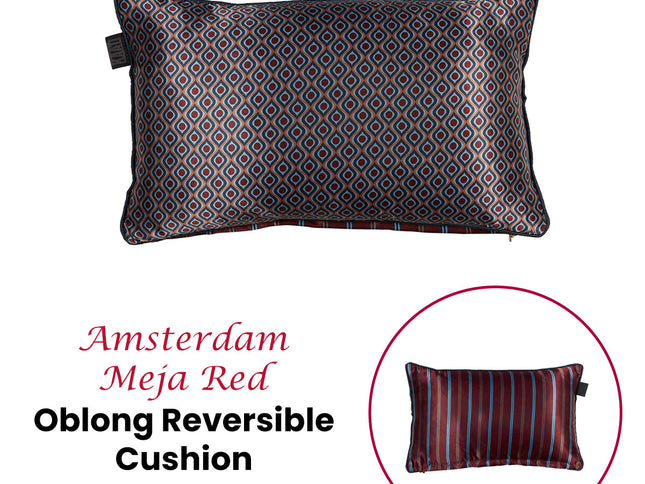KAAT Amsterdam Meja Red Reversible Oblong Filled Cushion 30cm x 50cm