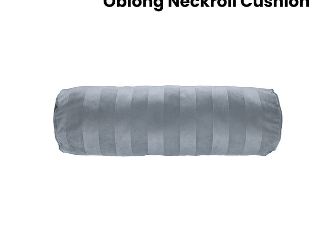KAAT Amsterdam Softy Stripe Blue Grey Oblong Neckroll Filled Cushion 22cm x 70cm