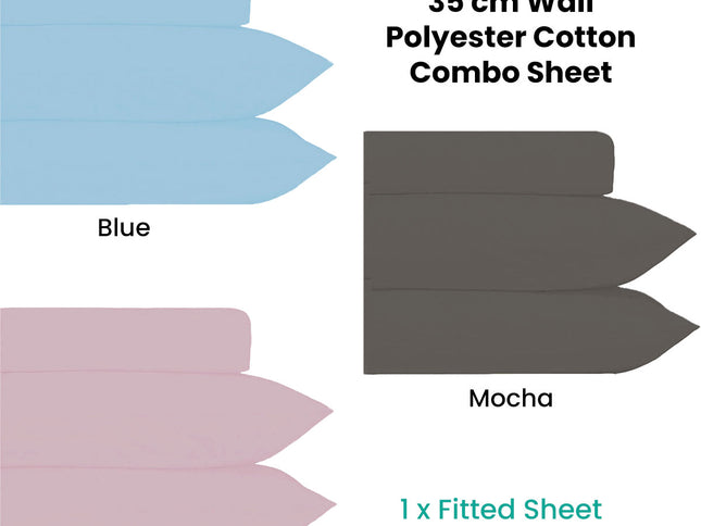 Plain Dyed Polyester Cotton Combo Set Blue Double