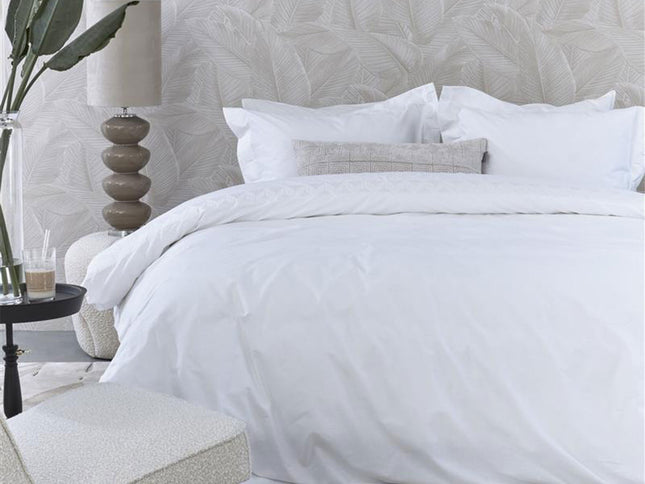Riviera Maison Elowen White Cotton Quilt Cover Set Queen