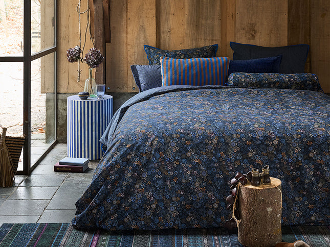 PIP Studio Tutti i Fiori Dark Blue Cotton Quilt Cover Set Queen