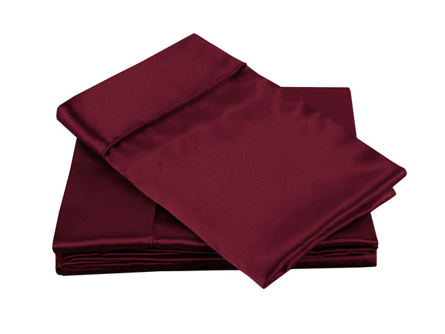 Big Sleep 300TC Deluxe Essentials Satin Sheet Set Burgundy King