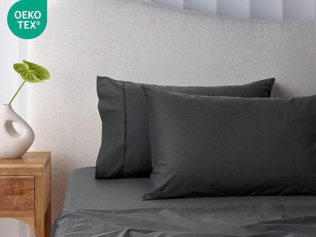 Accessorize 400TC Charcoal Bamboo Cotton Sheet Set 40cm Wall Double