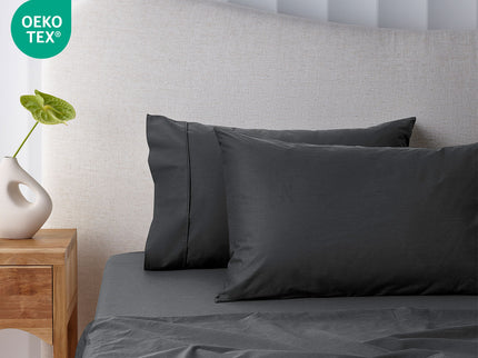 Accessorize 400TC Charcoal Bamboo Cotton Sheet Set 40cm Wall King Single