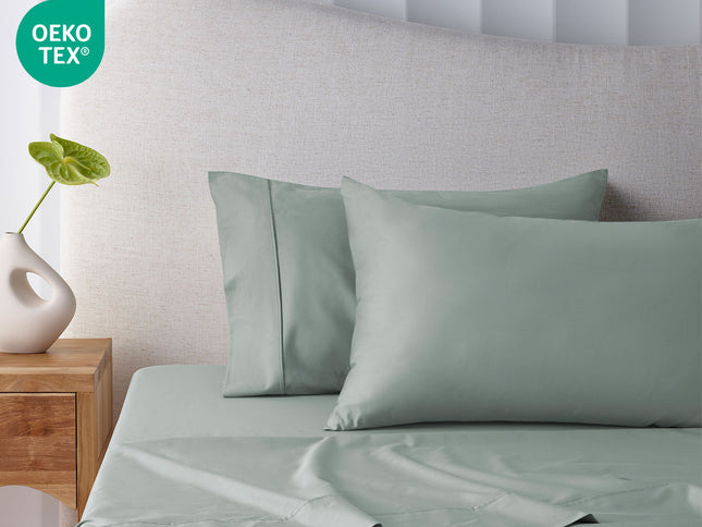 Accessorize 400TC Sage Bamboo Cotton Sheet Set 40cm Wall King