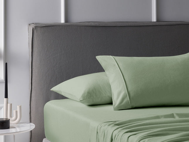 Accessorize Cotton Flannelette Sheet Set 40cm Wall Sage Queen