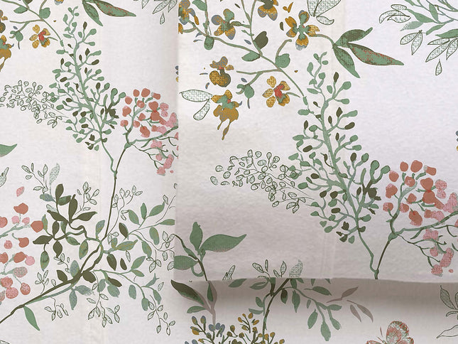 Accessorize Cotton Flannelette Sheet Set 40cm Wall Feuilles Floral Print King