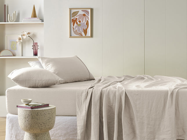 Vintage Design Homewares Natural French Linen Sheet Set Super King