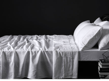 Vintage Design Homewares 100% Linen White Sheet Set DOUBLE