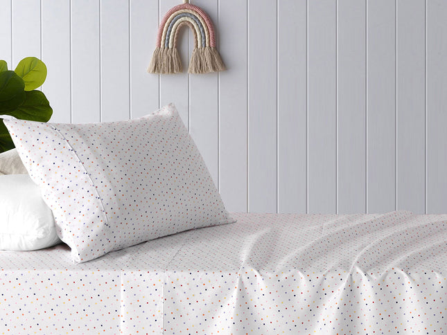 Happy Kids Polka Multi Printed Microfibre Sheet Set King Single