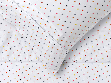 Happy Kids Polka Multi Printed Microfibre Sheet Set King Single