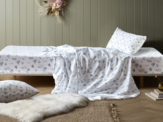 Happy Kids Woodland White Cotton Sheet Set Double