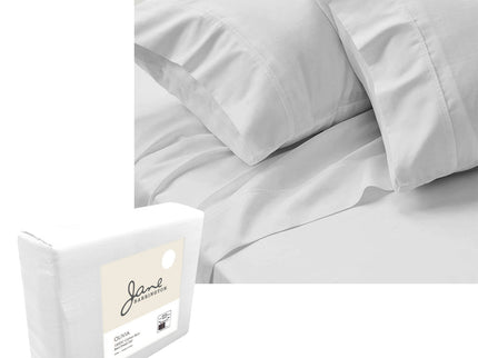 Jane Barrington 1200TC Olivia Cotton Rich Sheet Set 40cm Wall White Queen