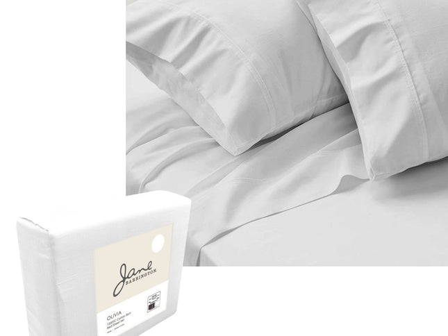 Jane Barrington 1200TC Olivia Cotton Rich Sheet Set 40cm Wall White Queen
