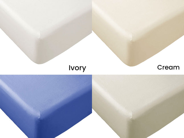 Essentially Home Living Polyester Cotton Fitted Sheet 33cm Wall Queen Ivory