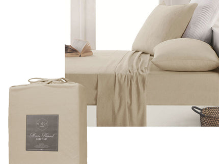Ardor Micro Flannel Sheet Set Latte Mega Queen