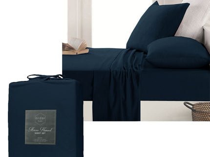 Ardor Micro Flannel Sheet Set Navy Mega King