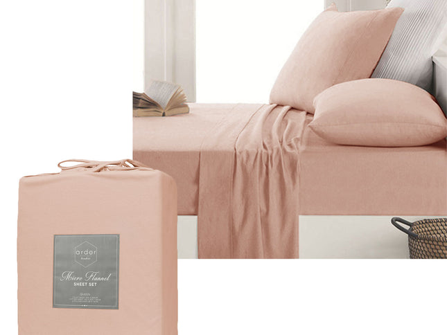 Ardor Micro Flannel Sheet Set Dusty Pink Mega Queen