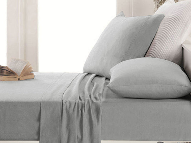 Apartmento Easy-care Micro Flannelette Sheet Set Grey Single