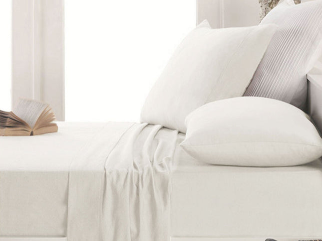 Apartmento Easy-care Micro Flannelette Sheet Set Snow King Single