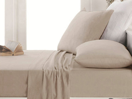 Apartmento Easy-care Micro Flannelette Sheet Set Taupe Single