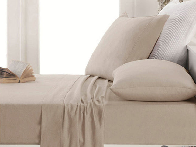 Apartmento Easy-care Micro Flannelette Sheet Set Taupe Single