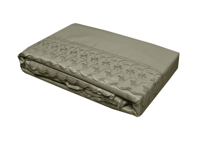 Essentially Home Living Machine Lace Embroidered Sheet Set Single Mocha