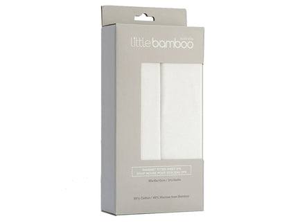 Set of 2 Little Bamboo Jersey Fitted Sheet Bassinet Size Natural