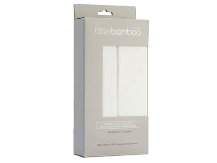 Set of 2 Little Bamboo Jersey Fitted Sheet Bassinet Size Natural
