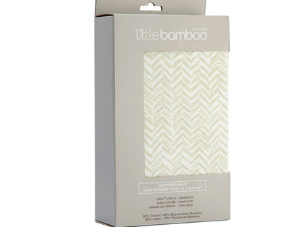 Little Bamboo Jersey Fitted Sheet Cot Size Herringbone Whisper