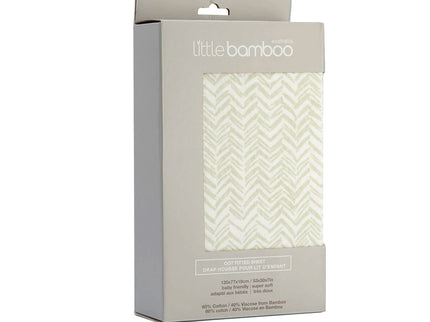 Little Bamboo Jersey Fitted Sheet Cot Size Herringbone Whisper