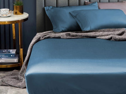 Ramesses 1500TC Elite Egyptian Cotton Sateen Fitted Sheet Combo Set Classic Blue Queen
