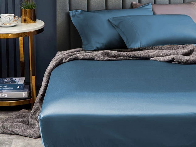 Ramesses 1500TC Elite Egyptian Cotton Sateen Fitted Sheet Combo Set Classic Blue Queen