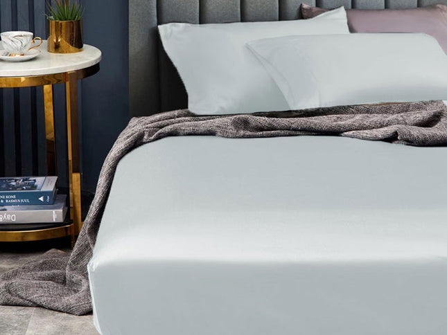 Ramesses 1500TC Elite Egyptian Cotton Sateen Fitted Sheet Combo Set Ice Blue Queen