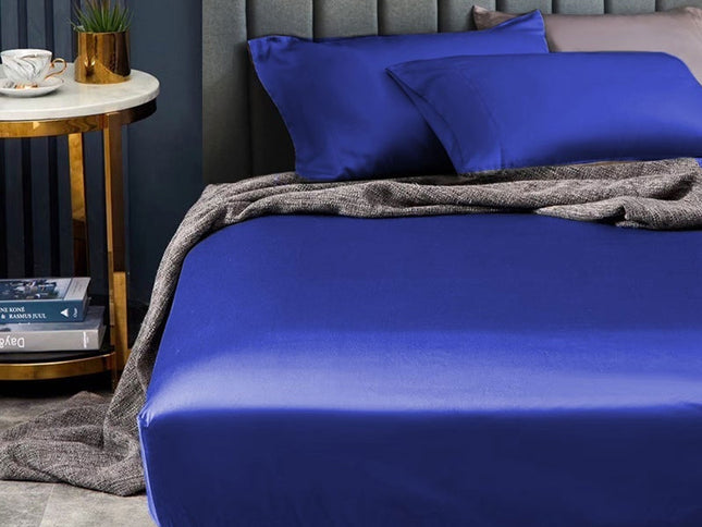 Ramesses 1500TC Elite Egyptian Cotton Sateen Fitted Sheet Combo Set Royal Blue Mega King