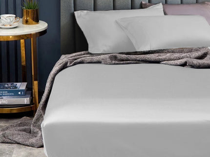 Ramesses 1500TC Elite Egyptian Cotton Sateen Fitted Sheet Combo Set Silver Single