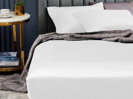 Ramesses 1500TC Elite Egyptian Cotton Sateen Fitted Sheet Combo Set White Double