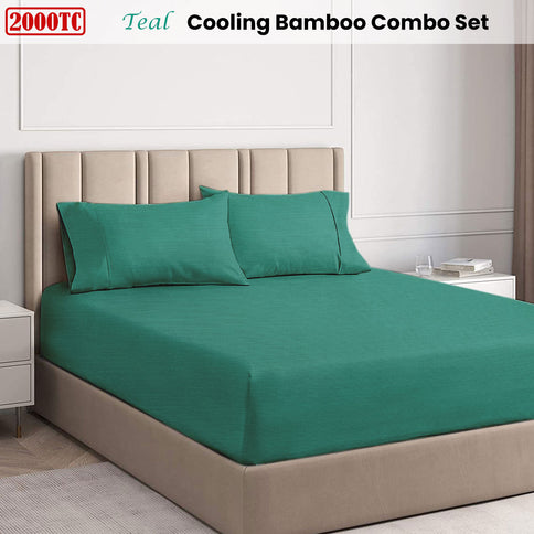 Ramesses Teal 2000TC Cooling Bamboo Combo Set King Single