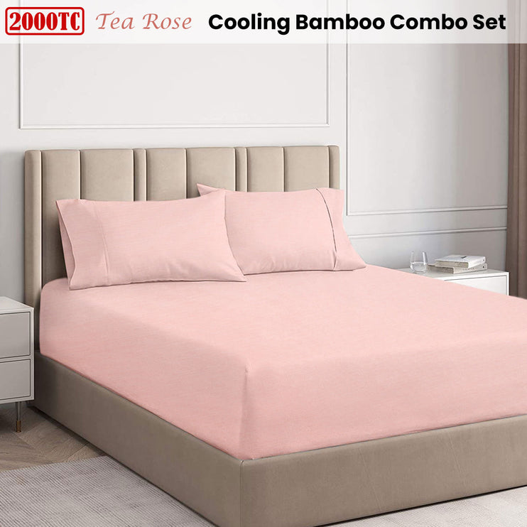 Ramesses Tea Rose 2000TC Cooling Bamboo Combo Set King