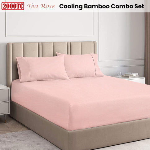 Ramesses Tea Rose 2000TC Cooling Bamboo Combo Set Single