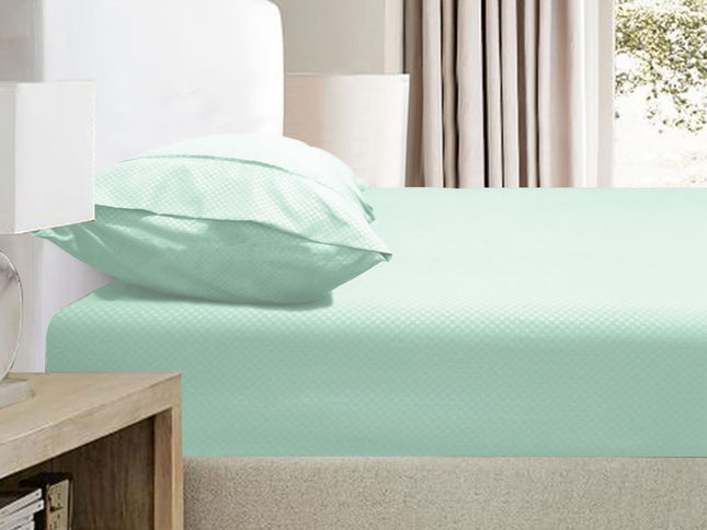 Ramesses 2000TC Bamboo Embossed Fitted Sheet Combo Set Aqua Single