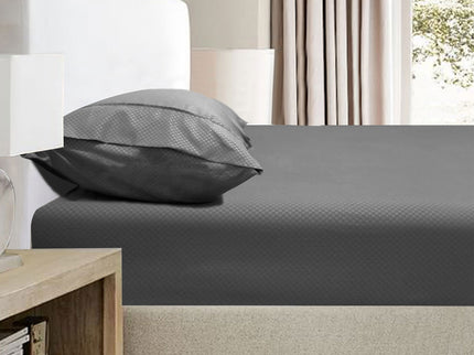 Ramesses 2000TC Bamboo Embossed Fitted Sheet Combo Set Charcoal King
