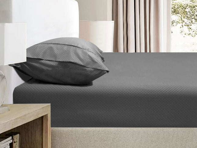 Ramesses 2000TC Bamboo Embossed Fitted Sheet Combo Set Charcoal King