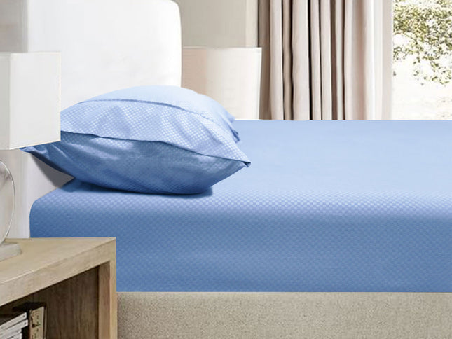Ramesses 2000TC Bamboo Embossed Fitted Sheet Combo Set Mid Blue King