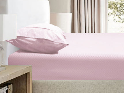Ramesses 2000TC Bamboo Embossed Fitted Sheet Combo Set Pink Double